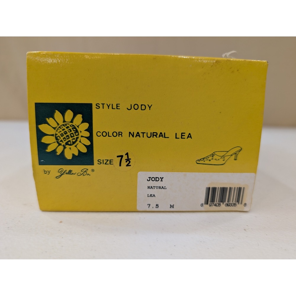 Yellow Box Jody Embellished Rhinestone Square Toe Beige Heel Mules Size 7.5 - Picture 9 of 9